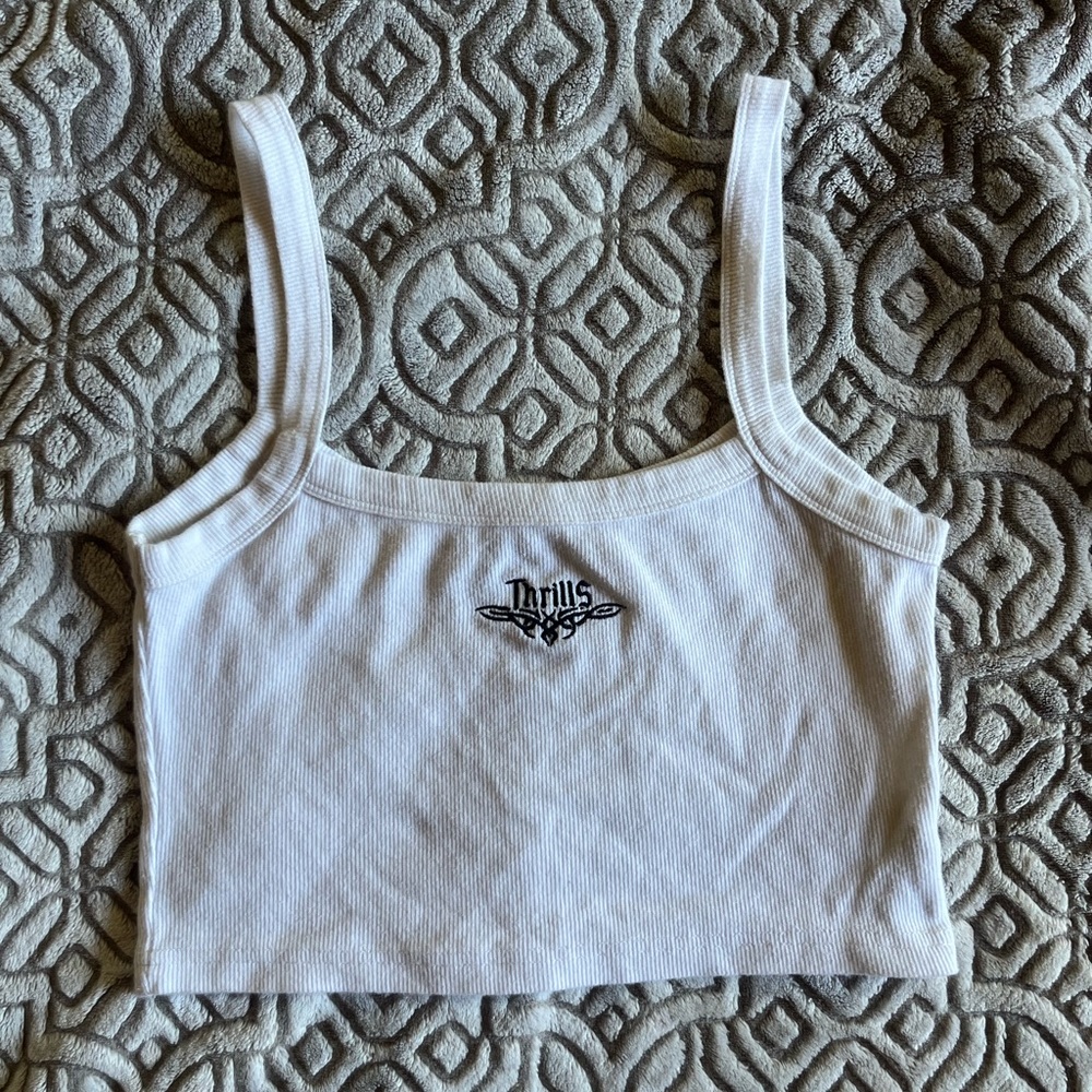 Thrills Crip Ribbed Singlet size M in white